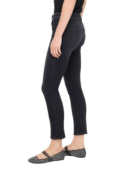 Jeans da donna skinny in cotone stretch,con spilla gioiello, colore denim nero LIU JO | UF5006-D479787462